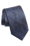 Canali Paisley Silk & Cotton Tie In Grey