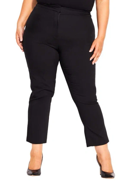City Chic Sophie Crop Trousers In Black