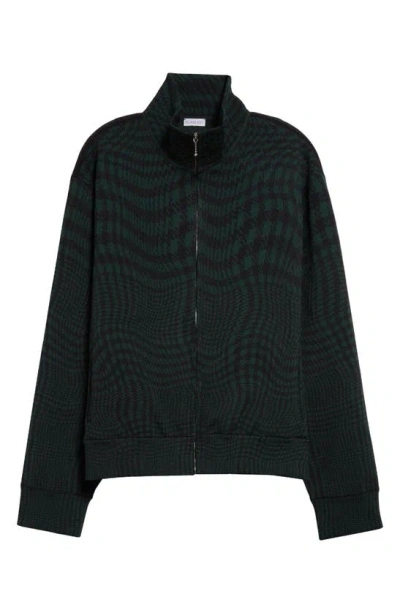 Burberry Warped Houndstooth Nylon Blend Track Jacket In Ivy
