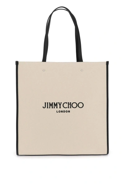 Jimmy Choo N/s Canvas Tote Bag In White