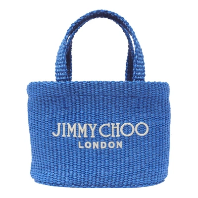 Jimmy Choo Mini Woven Beach Tote Bag In Blue