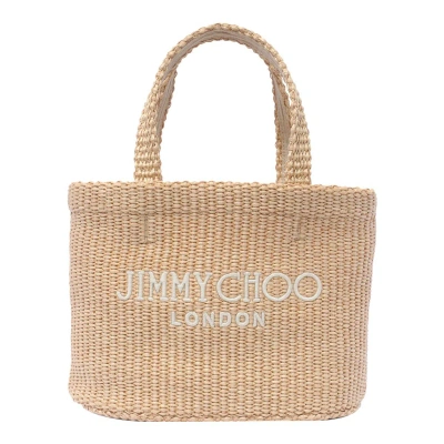 Jimmy Choo Mini E/w Beach Tote Bag In Beige