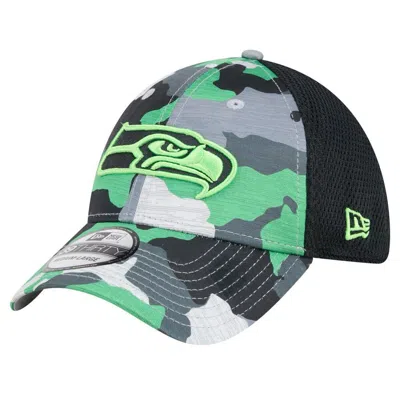 New Era Men's Camo/black Seattle Seahawks Active 39thirty Flex Hat In Camo Black