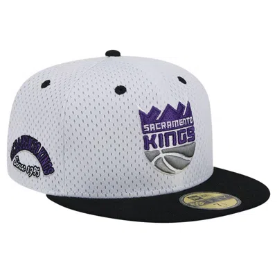 New Era Men's White/black Sacramento Kings Throwback 2tone 59fifty Fitted Hat In White Blac