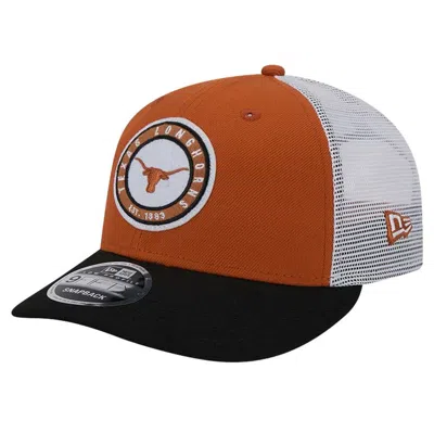 New Era Texas Orange Texas Longhorns Throwback Circle Patch 9fifty Trucker Snapback Hat In Burnt Oran