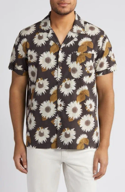 Rails Moreno Floral Button-up Camp Shirt In Sunflower Twirl Bark
