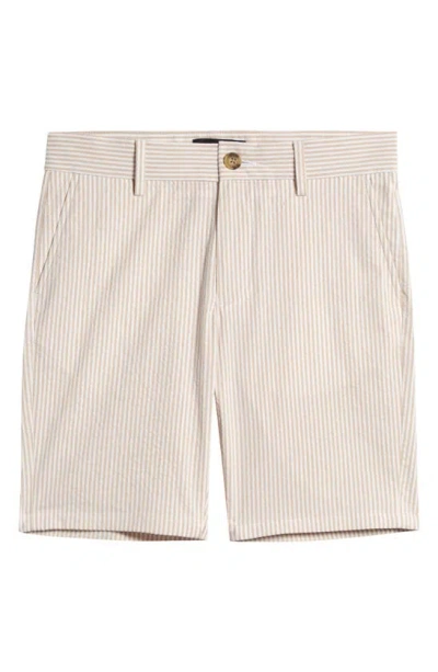 Nordstrom Kids' Stripe Seersucker Cotton Shorts In Beige Hummus Pin Stripe