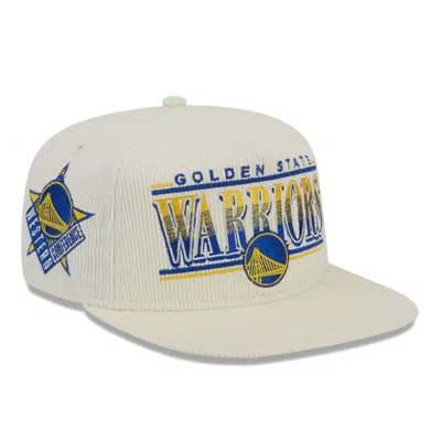 New Era Cream Golden State Warriors Team Bar Lightweight Corduroy Golfer Snapback Hat