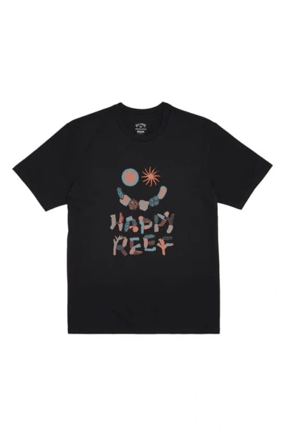 Billabong Happy Reef Organic Cotton Graphic T-shirt In Washed Black