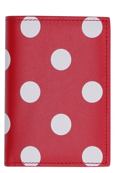 Comme Des Garçons Printed Leather Wallet In Red
