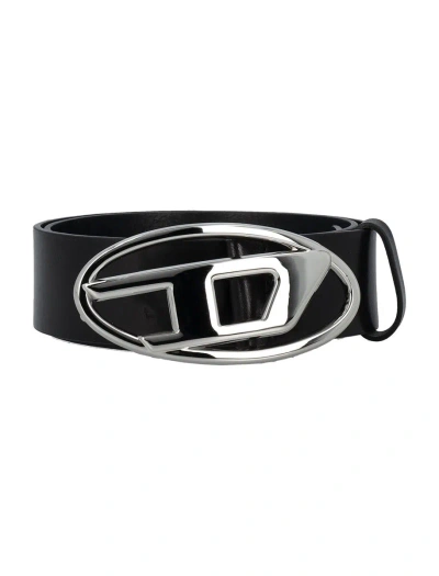 Diesel B-1dr Leather Belt In Black