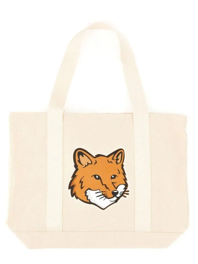 Maison Kitsuné Tote Bag In Canvas In White