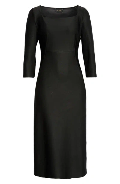 St John Square Neck Interlock Sheath Dress In Black