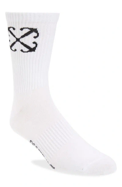Off-white Arrow Mid Calf Socks In White Black