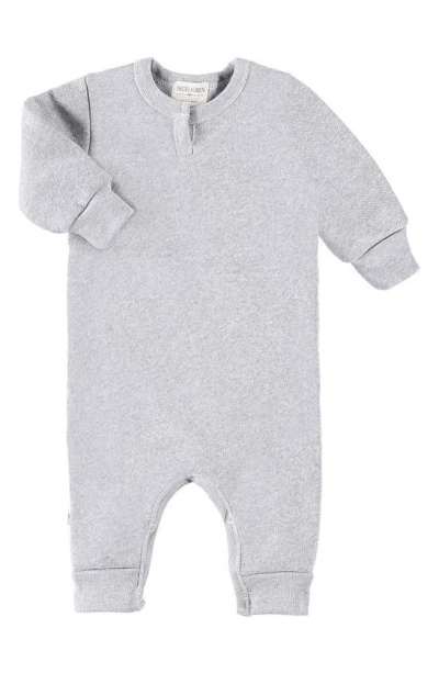 Paigelauren Babies' Henley Sweatshirt Fleece Romper In Grey