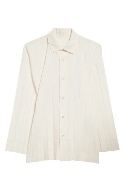 Issey Miyake Edge Pleated Button-up Shirt In White