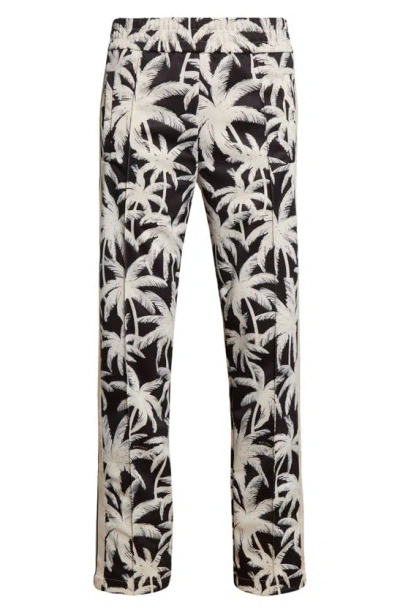 Palm Angels All-over Palms Print Track Trousers In Grey