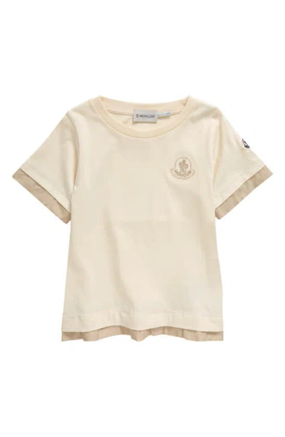 Moncler Kids' Layered Embroidered Logo Cotton T-shirt In Antique White
