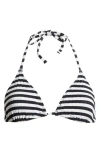 Solid & Striped Iris Rib Bikini Top In Blackout X Marshmallow