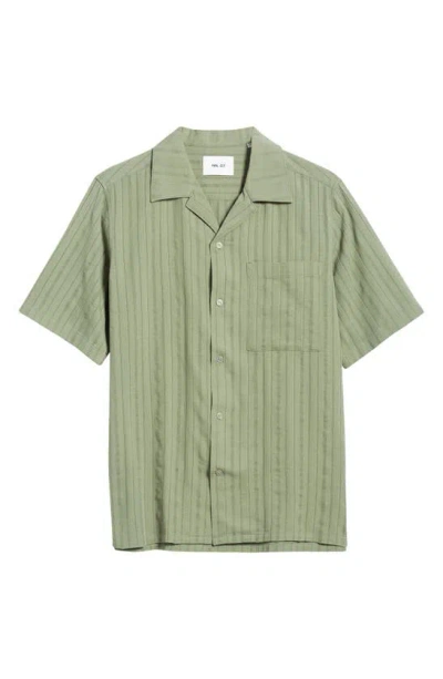 Nn07 Julio 5712 Stripe Organic Cotton Camp Shirt In Hedge Green
