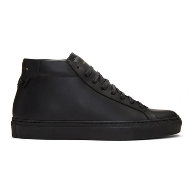 Givenchy Urban Street Mid-top Leather Trainers In Black