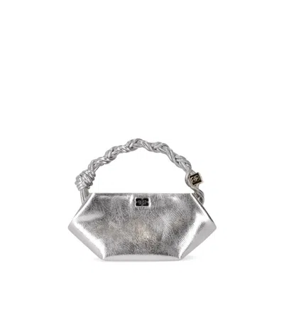 Ganni Silver Mini  Bou Bag In Silber