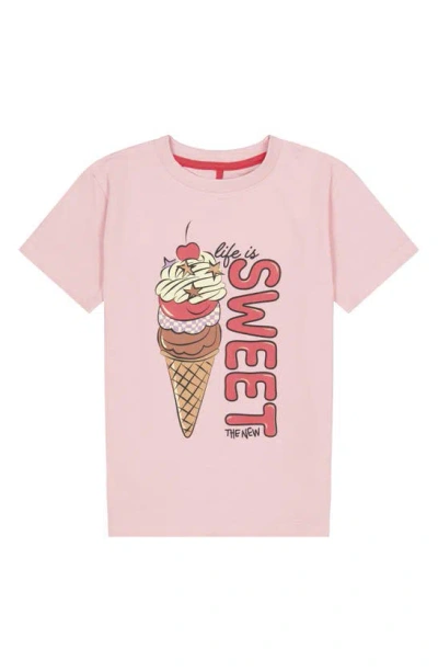 The New Kids' Jory Organic Cotton Graphic T-shirt In Pink Nectar
