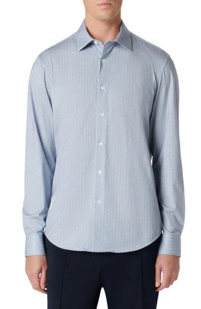 Bugatchi James Ooohcotton® Trellis Print Button-up Shirt In Air Blue