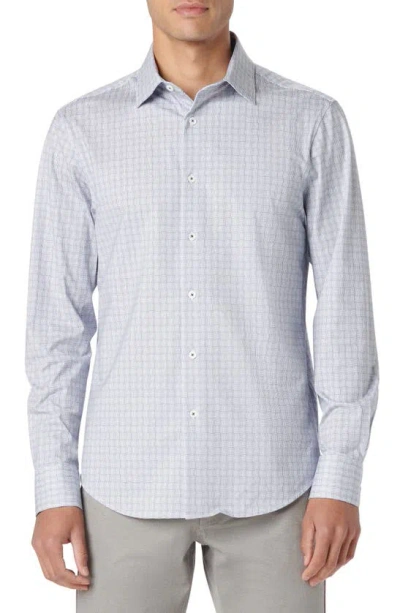 Bugatchi James Ooohcotton® Curved Check Print Button-up Shirt In Navy