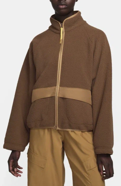 Nike Women's  Sportswear High-pile Fleece Jacket In Brown