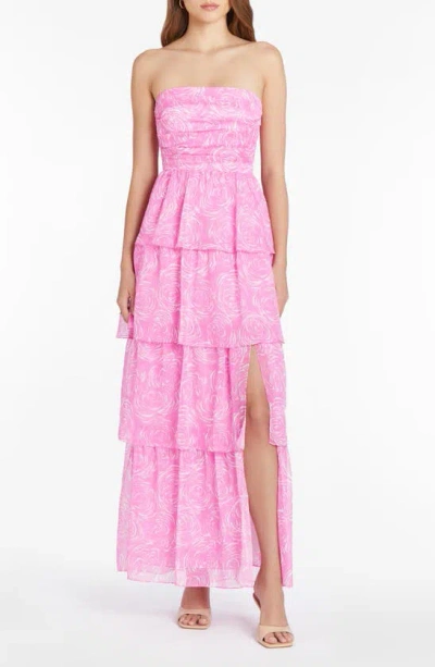 Amanda Uprichard Women's Gaston Tiered Floral Strapless Maxi Dress In Rosalie