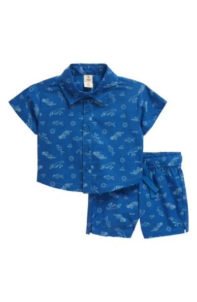Tucker + Tate Babies' Print Short Sleeve Cotton Shirt & Shorts Set In Blue Memory Sketchbook