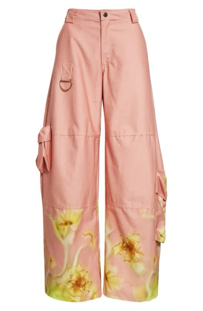 Collina Strada Lawn Printed Baggy Cargo Trousers In Basically Melon