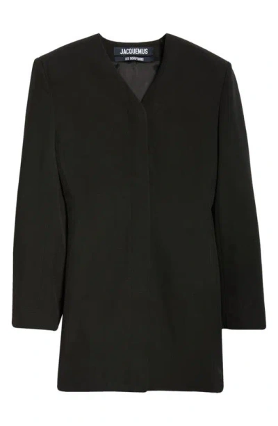 Jacquemus La Dressing Gown Cubo Long Sleeve Minidress In Black