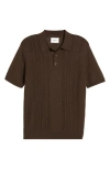 Nn07 Thor Short Sleeve Wool Blend Polo Sweater In Slate Brown
