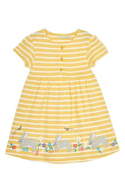Jojo Maman Bébé Babies' Jojo Maman Bebe Bunny Appliqué Stripe Dress In Yellow