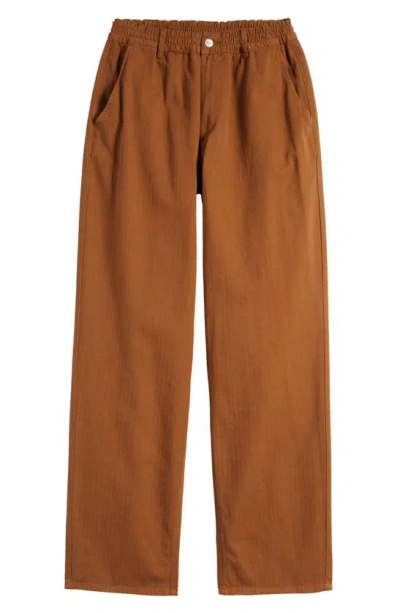 Forét Clay Herringbone Cotton Trousers In Rubber