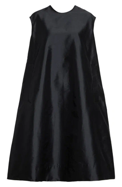 Melitta Baumeister Bow Detail Taffeta A-line Dress In Black Taffeta