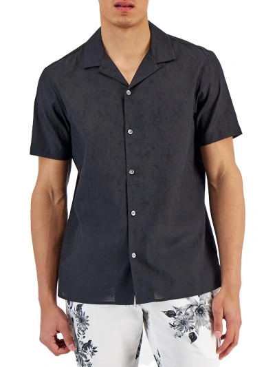 Inc Mens Textured Collared Button-down Shirt In Black