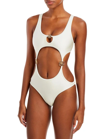 Cult Gaia Frances Womens Embellished Cut-out One-piece Swimsuit In White
