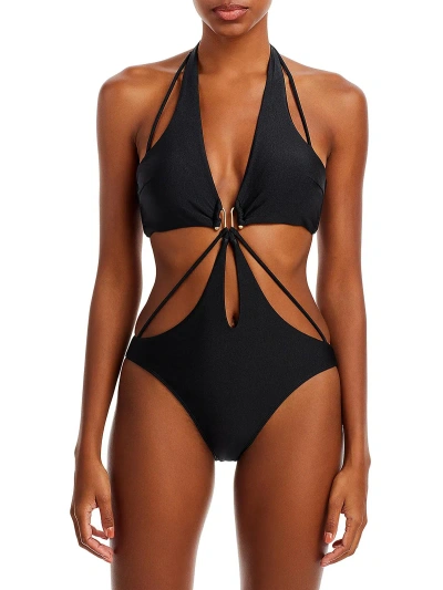Cult Gaia Knowles Womens Cut-out Strappy One-piece Swimsuit In Black
