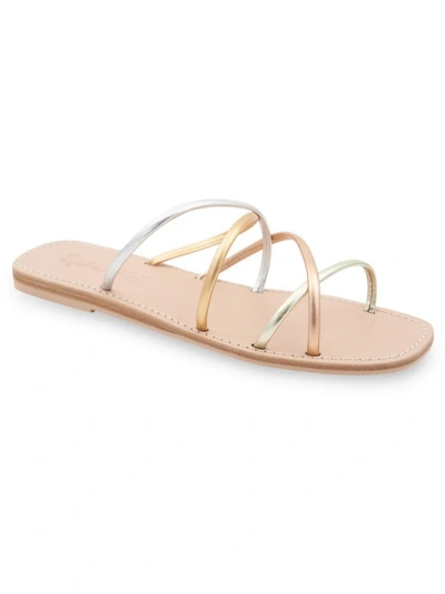 Splendid Frankie Womens Leather Criss-cross Slide Sandals In Multi