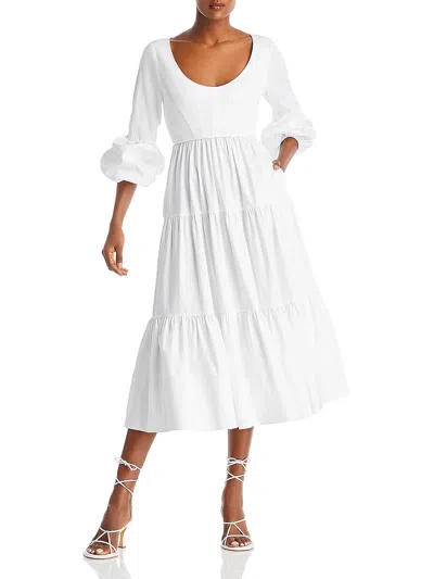 Cinq À Sept Hillary Long Sleeve Cotton Blend Midi Dress In White