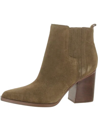 Marc Fisher Nebula Womens Suede Square Toe Ankle Boots In Brown