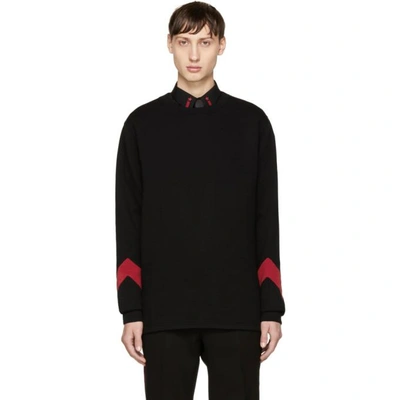 Givenchy Zigzag-panel Crew-neck Cotton-blend Sweatshirt In Black