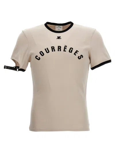 Courrèges Logo Print T-shirt In Gray