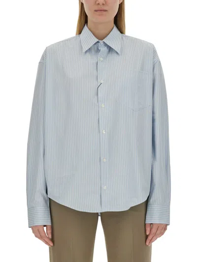 Ami Alexandre Mattiussi Ami Paris Shirt With Logo In Azure