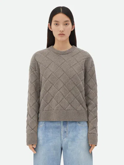 Bottega Veneta Woven Pattern Wool Sweater Clothing In Gray