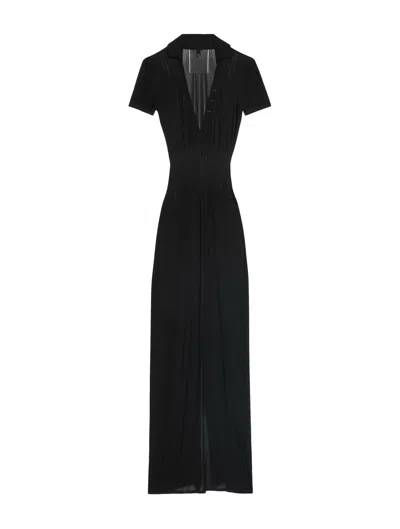 Jacquemus La Dressing Gown Yauco Knit Midi Polo Dress In Black