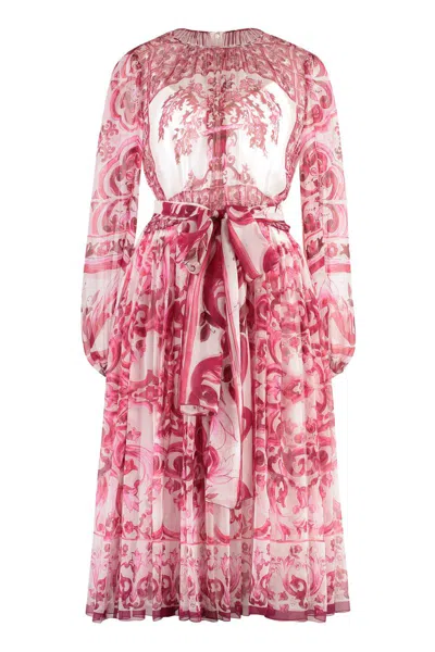 Dolce & Gabbana Chiffon Dress In Pink